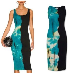 REVOLVE x Cotton Citizen Ibiza Midi Dress in Blue Fade Ribbed Tie Dye size M